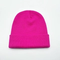 Unisex bright pink double-layer thermal knitted beanie hat for winter outdoor warmth - Rose Red