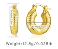Detailed view of 18K gold plated textured hoop earrings with dimensions and weight info - Gold (KE0068-3D Pleated)