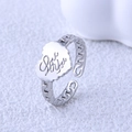 Anello aperto in acciaio inossidabile argento con ciondolo a cuore Love you - Anello Aperto Catena Inciso Cuore (JR215) / Color Acciaio