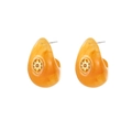 Pendientes de aro de resina ámbar con detalle de estrella de metal dorado - Naranja Amarillo Dorado