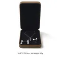 Brown velvet jewelry set box with cross necklace, pearl earrings and ring 10.8x17.8x4.5cm - Knot Dark Brown - Jewelry Set Box / Metal Velvet Wrapped Box