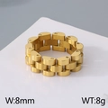 Anello a catena in acciaio inossidabile dorato da 8mm con finitura opaca spazzolata unisex - US 7 / Oro