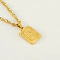 Collar para hombre de oro de 18K con colgante cuadrado letra D y cadena de cuerda torcida - Letra D