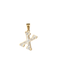 Pendentif lettre X en acier inoxydable doré avec cristaux brillants sertis - Lettre X