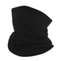 Classic black fleece neck warmer gaiter for winter windproof outdoor skiing and cycling - Fleece Lined Style / Single Layer Drawstring Style / Black