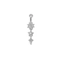 Polished stainless steel belly ring with triple-tier star and teardrop zircon charms - XY-10 Star Teardrop