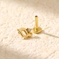 Gold s925 silver constellation stud earring with white zircon and flat back screw - Gold (Capricorn)