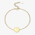 Minimalistisches S925 Sterlingsilber Armband mit goldenem Rundanhänger und Buchstabe B - 925er Silber / Buchstabe B
