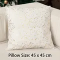 Christmas pillow cover 45x45cm with gold star moon pattern on white linen fabric - Gold Star Moon