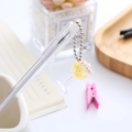 Cute white stationery pen with a yellow cocktail glass charm and silver bead chain - Goblet - White