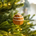 Gingerbread cupcake Christmas tree ornament with white frosting and colorful sprinkles - Foam Gingerbread Cupcake