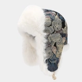 Gorro de aviador de invierno con diseño de osos, piel sintética y correa ajustable - Jacquard de Oso de Peluche Crema (Color 3#)