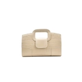 Borsa a mano bianco crema con stampa coccodrillo, manico superiore e patta con magnete - Bianco