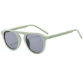 Retro round mint green sunglasses with dark grey lenses and dual silver rivets - Green Frame Grey Lens
