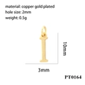 Detailed view of gold-plated copper letter I pendant with precise size measurements - Letter I