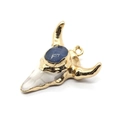 Bull head resin pendant with blue gemstone and gold plating for DIY jewelry making - No.8 (Dark Blue Gemstone)