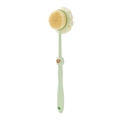Brosse de bain à long manche vert clair avec poils doux et éponge filet de douche - Brosse Double Face Verte (Lavage et Gommage 2 en 1)