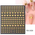 Selbstklebende goldene Herz-Nagelaufkleber TH-1020 für Maniküre mit Perlenakzenten - TH-1020 (Gold Herz Gemischt)