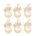Detailed view of six golden pineapple charms with pearls and sparkling rhinestones - Pineapple Shape Pearl Rhinestone (px1086-40)