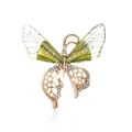 Elegante vlinder speld met groene harsvleugels en fonkelende witte diamanten - Groen Gradiënt (AL1193-B)