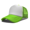 Fluorescent green and white mesh trucker hat with breathable back and blank front panel - One Size(56-58cm) / Regular White+Fluo Green Patchwork