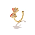 Eleganter goldener Bow-Ear-Cuff mit rotem Emaille-Detail und funkelnden Zirkoniasteinen - EGJ0130 Gold/Rote Emaille-Schleife