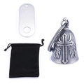 Retro motorcycle guardian bell set with Viking cross, wing charm, and black velvet pouch - Retro Cross Wings Set (As Pictured)