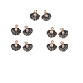 Macro detail of 10 grey shell pendants with gold edges and white pearls for DIY jewelry - Large / Black
