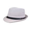 Chapeau de soleil en maille blanche pour homme avec bande en cuir noir et boucle en métal - Blanc