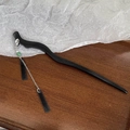 Elegant black wood hair stick with green gemstone tassel and silver chain - 2 Pieces Black Pendant