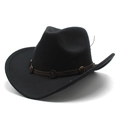 Klassieke zwarte western cowboyhoed met bruine leren band en vintage metalen studs - M (56-58cm) / Zwart