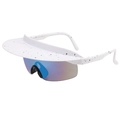 Outdoor sports visor sunglasses with white paint splatter frame and blue mirrored lenses - White Spotted Frame Blue Film