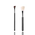 Set of two black angled makeup brushes with silver ferrules and soft fiber bristles - F70 Horse Hair Nose & Eye Shadow Brush