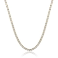Classic tennis necklace in golden finish with 18K white gold plating and round cubic zirconia - 18 Inch (45cm) / Yellow Gold 4-Prong (Width 4mm)