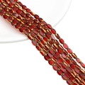 Oval crystal faceted red and gold beads for DIY jewelry making and necklaces - Approx 25pcs/Strand / 4x6MM / Transparent Wine Red