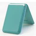 Cyan magnetic leather wallet stand for iPhone 16 with card slot and MagSafe compatibility - Teal