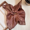 Vintage dark brown satin scrunchie with a silky texture and square aesthetic design - Bronze Tie Dye