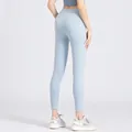 Hellblaue High-Waist Fitness-Leggings mit Seitentaschen und Push-Up Effekt für Damen - S / Kristallblau