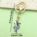 Exquisiter Wal-Emaille-Schlüsselanhänger mit Perle für Damentaschen, 8,7 cm Länge - Blau Springender Wal