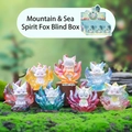 Mythical fox forest series figurines with lotus base in semi-transparent resin - Mountain Sea Spirit Fox Series 6Pcs / Random 1pc