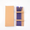 Reusable 5-piece blue heat-resistant glass straw set with 2 straight and 2 bent straws - 0.8x20CM Set (Royal Blue)