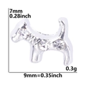 Pendentif chien argenté avec cristaux, 7mm sur 9mm et 0,3g pour bracelets DIY - F1108-Chien Argenté