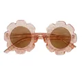 Kids flower-shaped sunglasses in translucent pink-orange frame with glitter finish - Kids / C31 Transparent Tea Glitter Frame