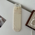 Calze medie bianco crema con fiocco, bordi in pizzo e nastro delicato in stile Lolita - Fiocco di Pizzo Crema