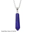 Lapis lazuli natural crystal hexagonal prism pendant necklace with silver chain - Small Lapis Lazuli