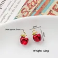 Red apple pendant made of glossy resin with gold loop and green leaf for DIY jewelry - 39# Red Apple Type 02