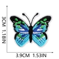 Detail of blue and green butterfly embroidery patch showing 3.9cm width and 3cm height - Blue Green Black White Butterfly (C19HD-068-35)