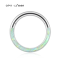 Titan G23 Nahtloser Ring mit blauem Opal-Inlay in Silberoptik, Größe 1.2*8mm - OP17 Modell / 16G / Flach Eingelegter Weißer Opal / 1,2*8mm