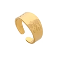 Close-up of golden wide open ring featuring a unique hammered texture and metallic luster - ZJ7444-Gold Wide Hammered