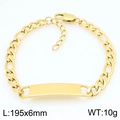 Gold-plated titanium steel Cuban chain bracelet with engravable curved plate - C Style (KB211382-KFC)